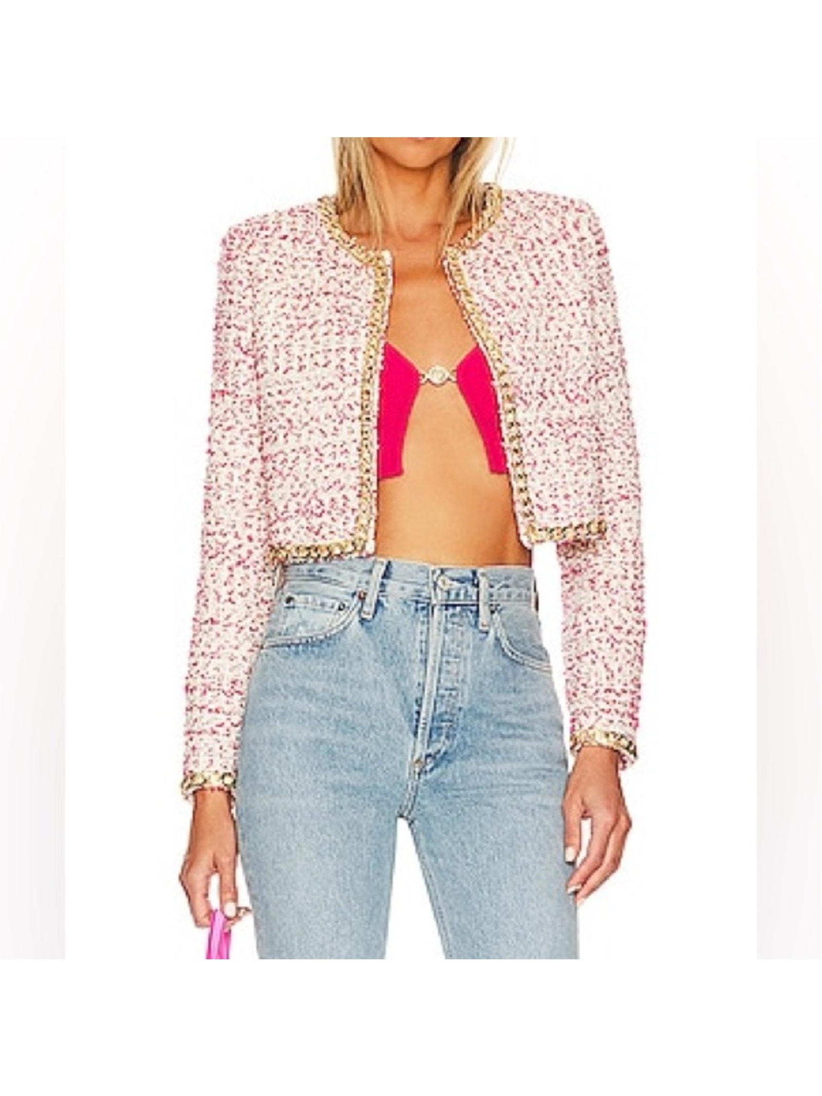 Alice + Olivia Kidman Tweed Cropped Jacket
